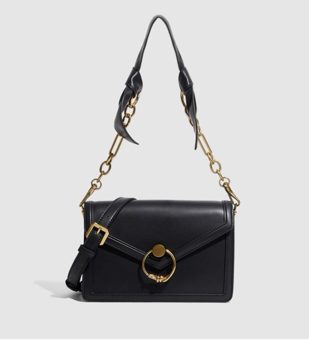 CHARLES & KEITH Joelle Ring Push-Lock Envelope Shoulder Bag Black